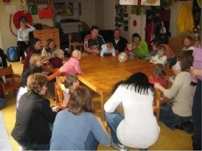 Gerry with Madeleine at the mother-and-toddler group, Amsterdam, February 2004