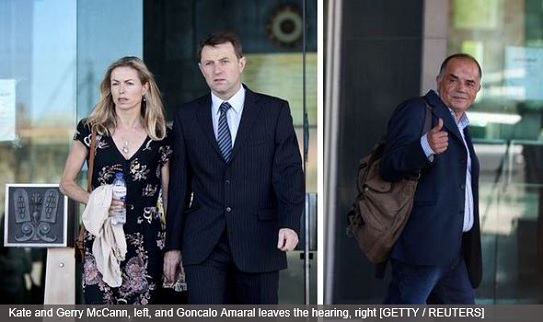 Kate and Gerry McCann, left, and Goncalo Amaral leaves the hearing, right [GETTY / REUTERS]