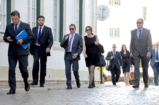 Cops: British officers, led by Detective Chief Inspector Andy Redwood at the police station in Portugal