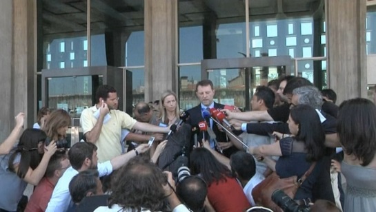 The McCanns outside the Palace of Justice