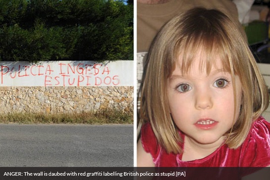 ANGER: The wall is daubed with red graffiti labelling British police as stupid [PA]