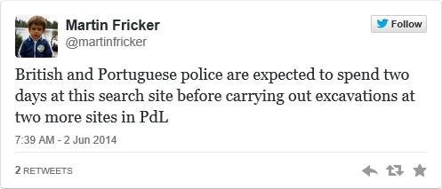 British and Portuguese police are expected to spend two days at this search site before carrying out excavations at two more sites in PdL