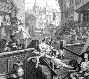 Image: Hogarth's 18-th century engraving Gin Lane.