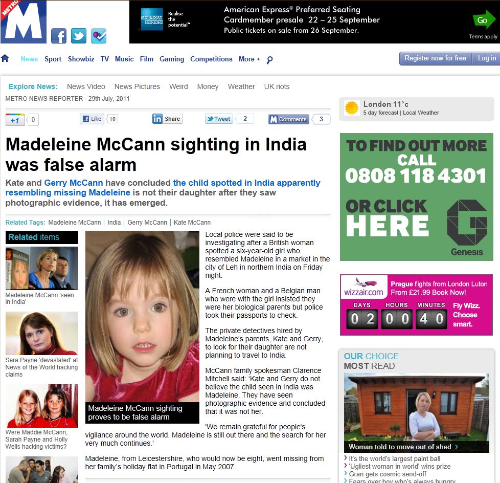 Madeleine+mccann+sightings+india