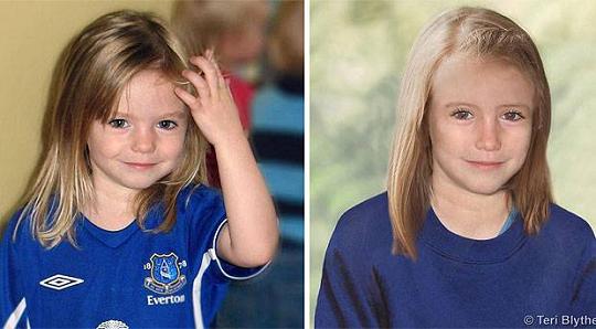 Madeleine McCann, left aged three, and, above, an age progression image of how she would look now